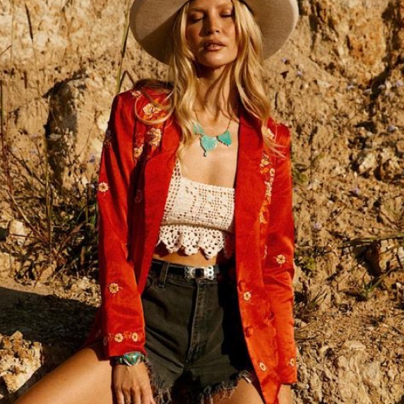 SOLD💫 Chasing Unicorns The Weight : Silk Embroidered Blazer sz S - Picture 4 of 16